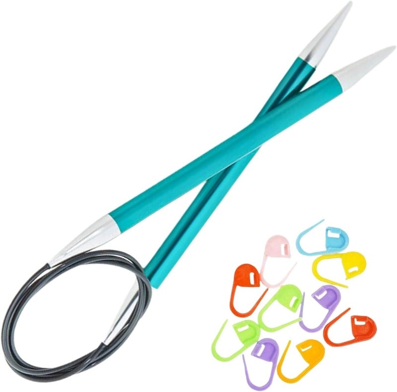 Knit Pro Zing Circular Knitting Needles 32 inch, Size 11 (80cm, 8.00mm) with 10 Colorful Stitch Markers - Image 1